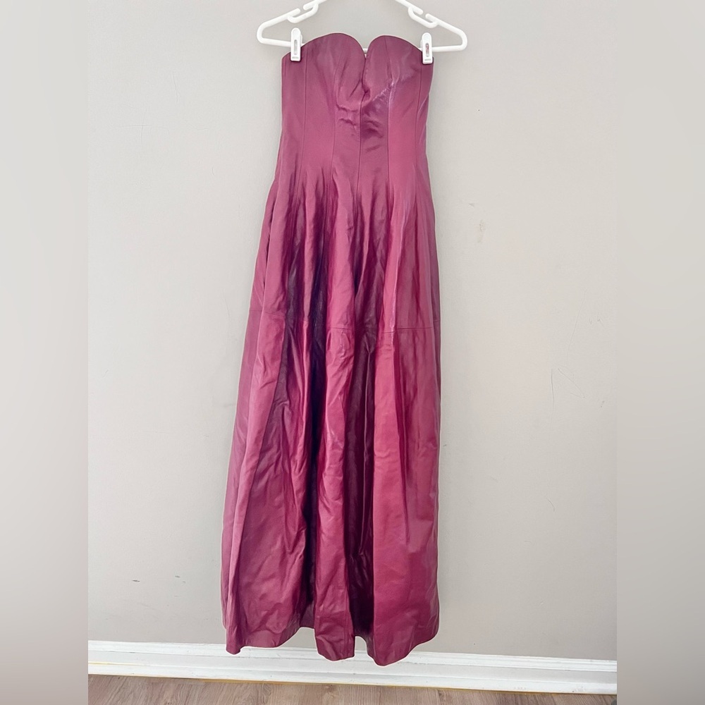 SIMKHAI Carrington Bustier Lambskin Gown In Cranberry ASO Taraji Size XS RUNWAY. - Picture 5 of 12